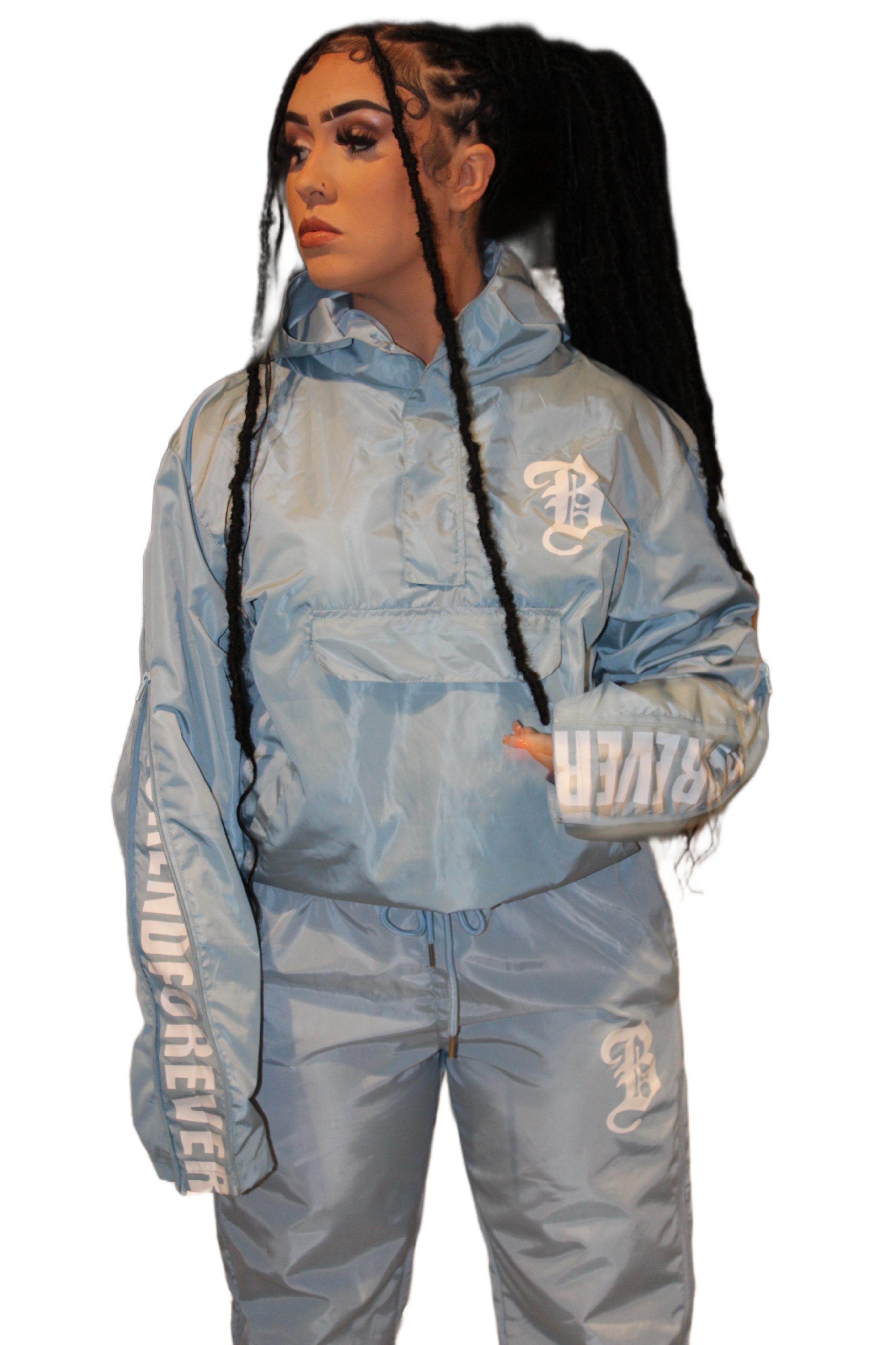 Icy blue Windbreaker