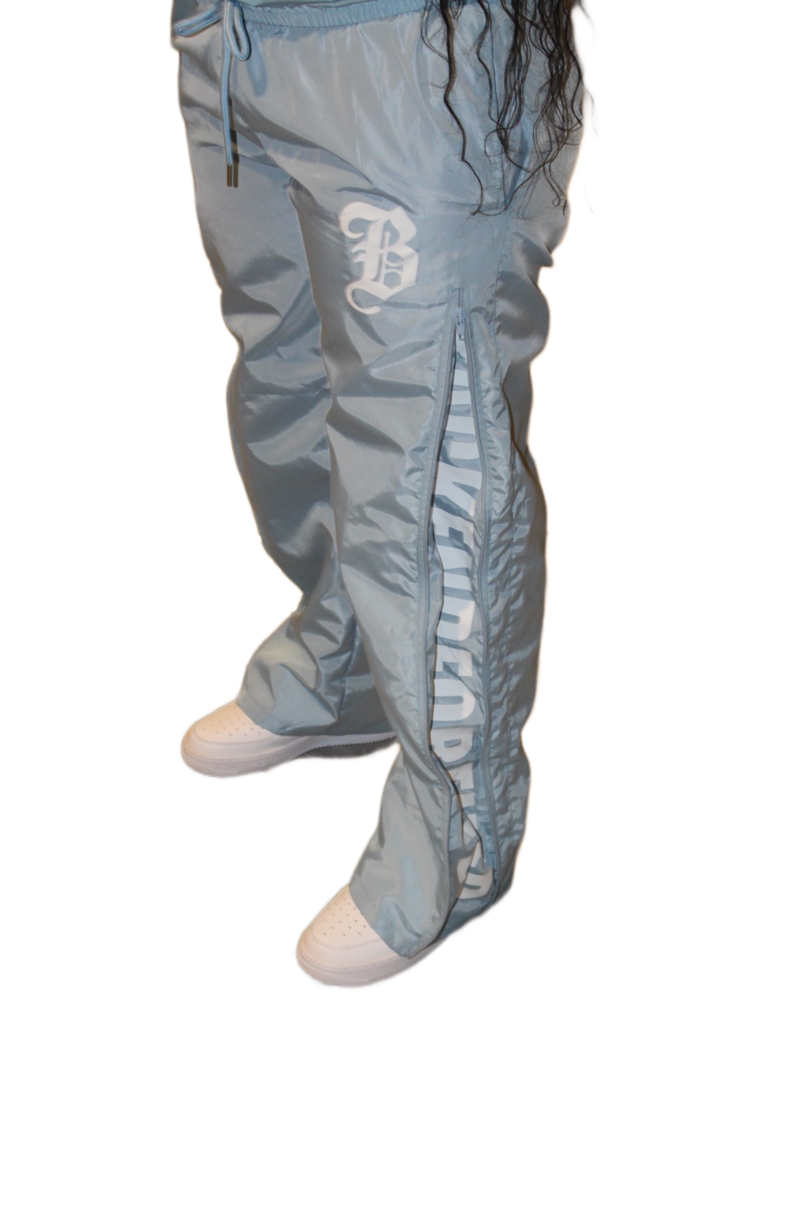 Icy blue Windbreaker pants